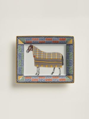 Mosaique au 24 platinum tray, small model | Hermès USA